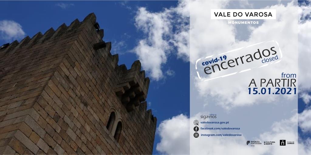 Covid 19. Encerramento dos Monumentos do Vale do Varosa. Banner